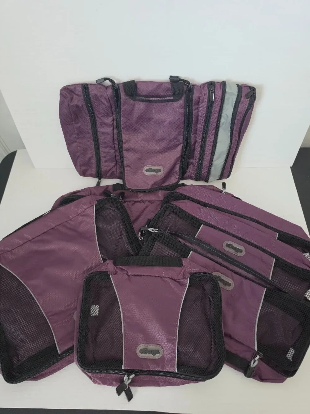 eBags Pack It Flat Toiletries Purple Travel Hanging Bag & Storage Cubes Lot Of 6